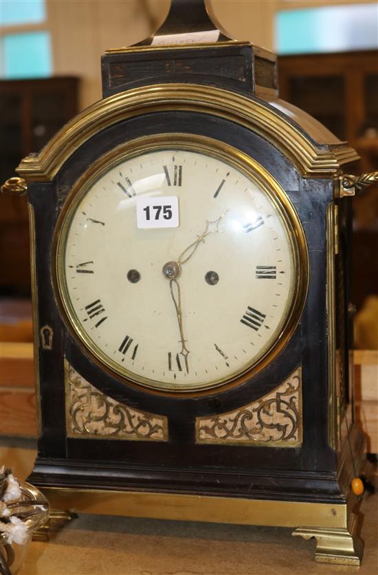 Brass & ebony mantel clock